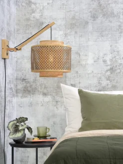 Good&Mojo Wandlamp Bhutan bamboe naturel Ø 40 zwart naturel S