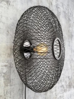 Good&Mojo Wandlamp Cango bamboe ellips dia.60x25cm zwart