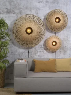 Good&Mojo Wandlamp Kalimantan bamboe plat Ø44 S