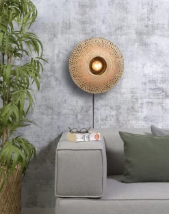 Good&Mojo Wandlamp Kalimantan bamboe plat Ø44 S