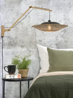 Good&Mojo Wandlamp Kalimantan naturel Ø60 zwart naturel L