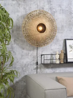 Good&Mojo Wandlamp Kalimantan bamboe plat Ø60 M