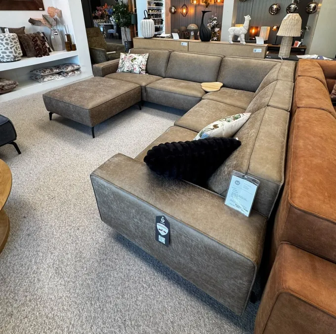 Het Anker Showroommodel Hoekbank Kreta - 3 zits arm - hoek - 2,5 zits - Hocker - Oklahoma Liver