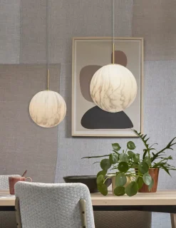 it's about RoMi Hanglamp glas/ijzer Carrara bol wit marmerprint/goud M