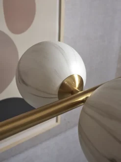 it's about RoMi Hanglamp glas/ijzer Carrara 6-bollen wit marmerprint/goud