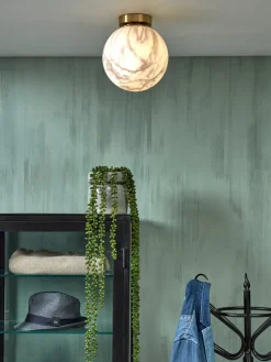 it's about RoMi Plafonniere glas/ijzer Carrara bol wit marmerprint/goud S