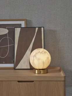 it's about RoMi Tafellamp glas/ijzer Carrara bol wit marmerprint/goud