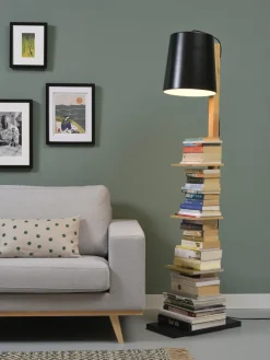 it's about RoMi Vloerlamp ijzer/hout Cambridge voor boeken naturel/ zwart
