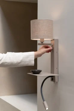 it's about RoMi Wandlamp Florence+leeslamp zand/kap 1815 linnen donker