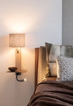 it's about RoMi Wandlamp Florence+leeslamp zand/kap 1815 linnen donker