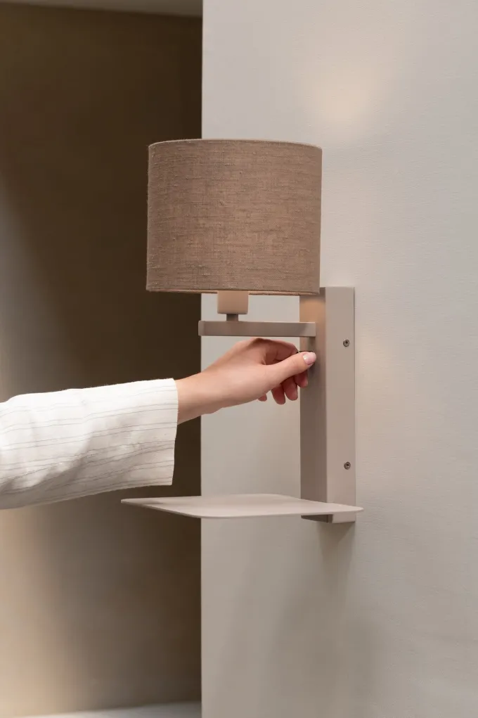 it's about RoMi Wandlamp Florence zand/kap 1815 linnen donker