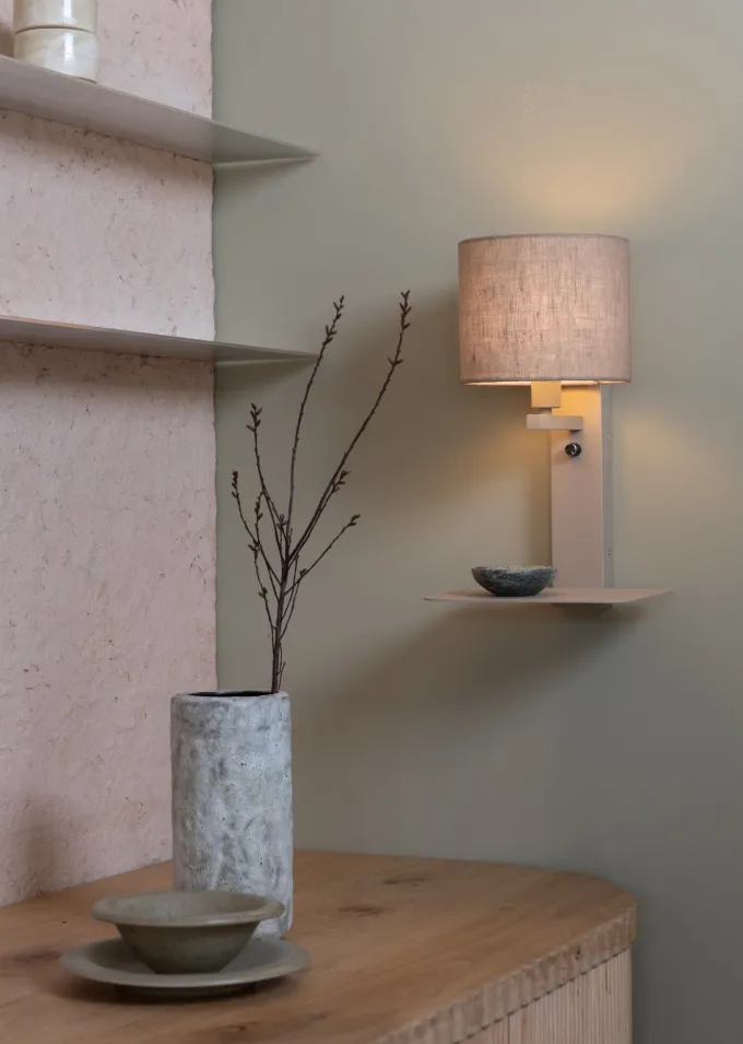 it's about RoMi Wandlamp Florence zand/kap 1815 linnen donker