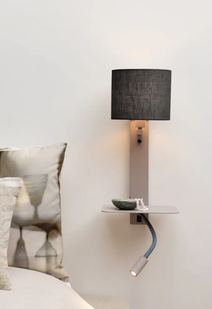 it's about RoMi Wandlamp Florence+leeslamp zand/kap 1815 zwart