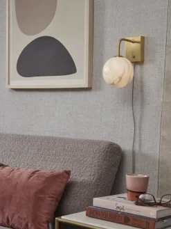it's about RoMi Wandlamp glas/ijzer Carrara bol wit marmerprint/goud