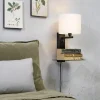 it's about RoMi Wandlamp ijzer Florence E14 met plank+usb incl. dimmer wit