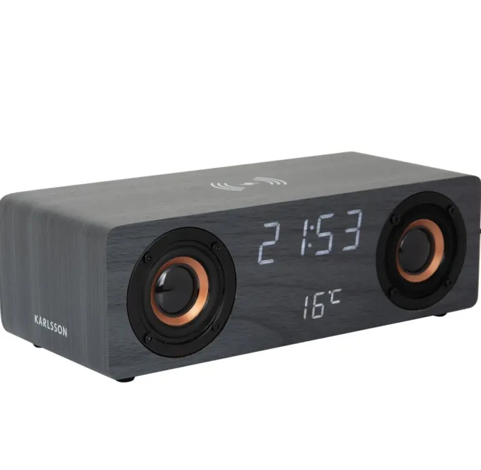 Karlsson Alarmklok Classic BT speaker Radio met telefoonoplader zwart