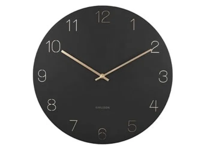 Karlsson Wandklok Charm Engraved Numbers zwart Ø 40 cm