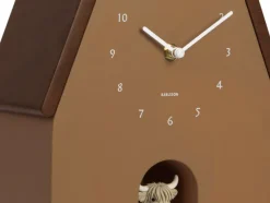 Karlsson Wandklok Highland Cow Cuckoo - mokka bruin