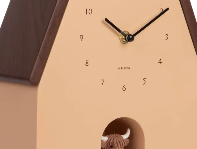 Karlsson Wandklok Highland Cow Cuckoo - latte bruin