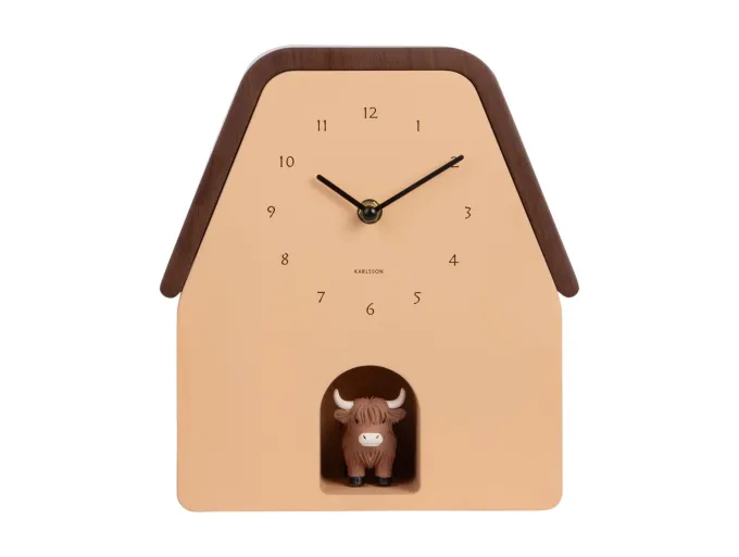 Karlsson Wandklok Highland Cow Cuckoo - latte bruin