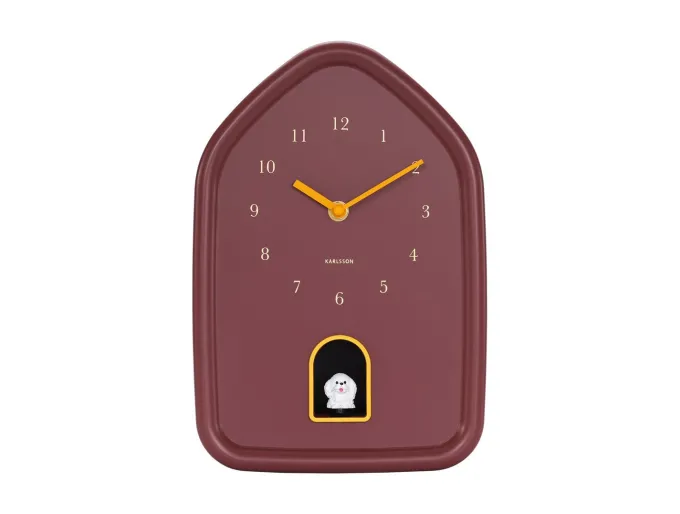 Karlsson Wandklok Modern Doggy burgundy rood