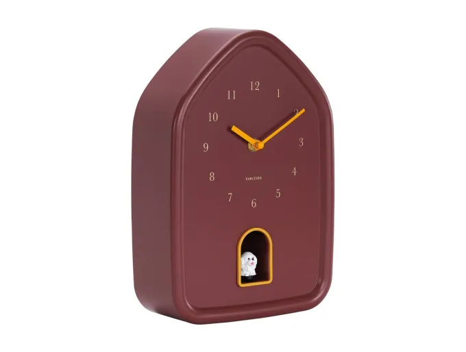 Karlsson Wandklok Modern Doggy burgundy rood