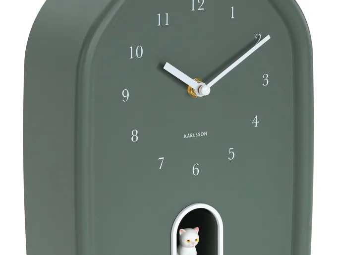 Karlsson Wandklok Modern Kitty jungle groen