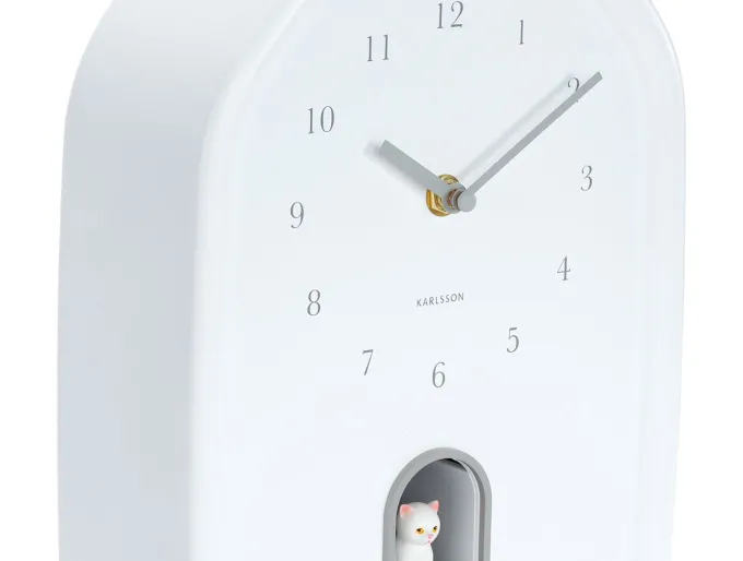 Karlsson Wandklok Modern Kitty wit