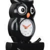 Karlsson Wandklok Owl Pendulum zwart