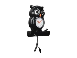 Karlsson Wandklok Owl Pendulum zwart