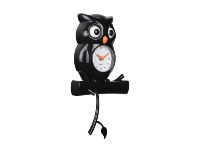 Karlsson Wandklok Owl Pendulum zwart