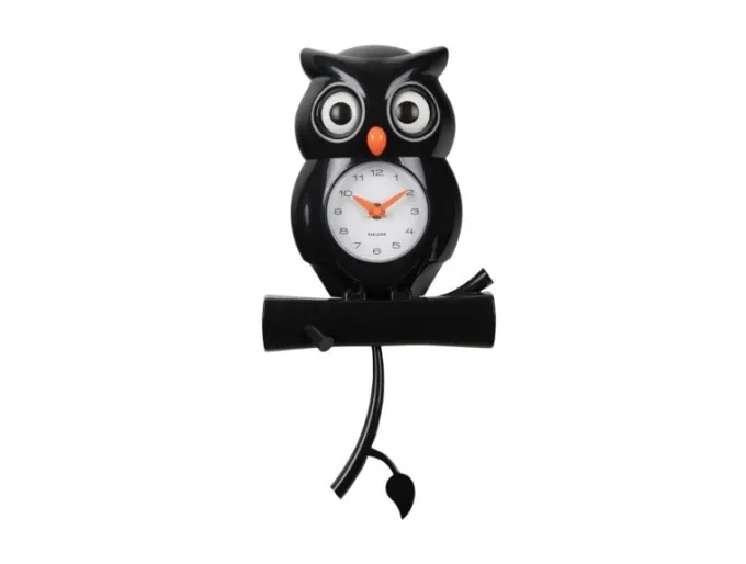 Karlsson Wandklok Owl Pendulum zwart
