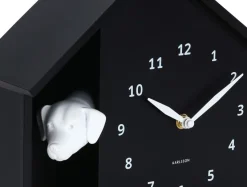 Karlsson Wandklok Peeking Doggy zwart