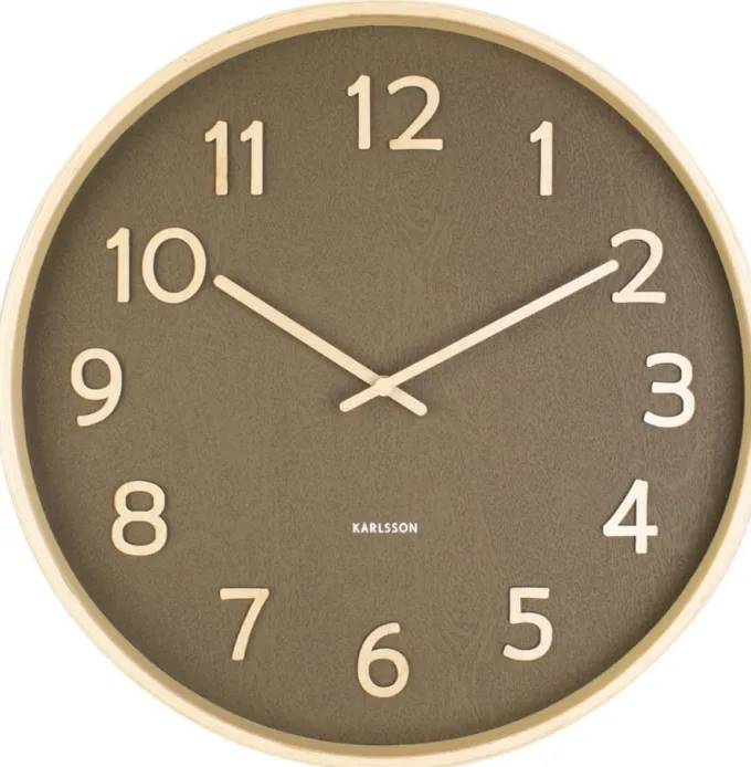 Karlsson Wandklok Pure Wood Grain mosgroen Ø 40 cm