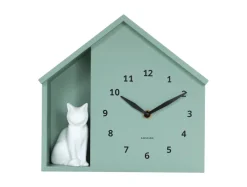 Karlsson Wandklok Sitting Cat grijs groen