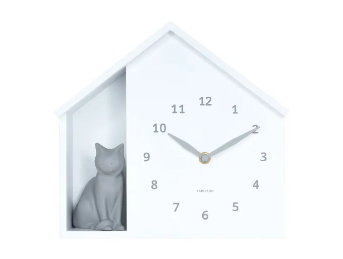 Karlsson Wandklok Sitting Cat wit