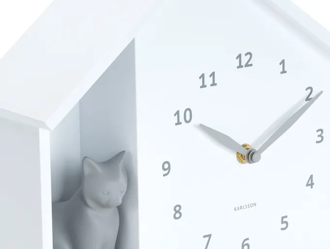 Karlsson Wandklok Sitting Cat wit