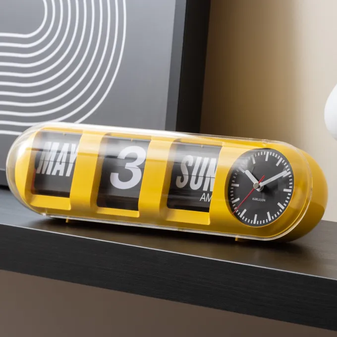 Karlsson Wandklok Tube Flip helder geel