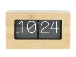 Karlsson Wand-/Tafelklok Boxed Flip Bamboo