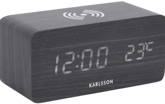Karlsson Wekker Block met telefoonoplader LED zwart