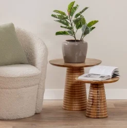 Leitmotiv Bijzettafel Force Striped Base mango