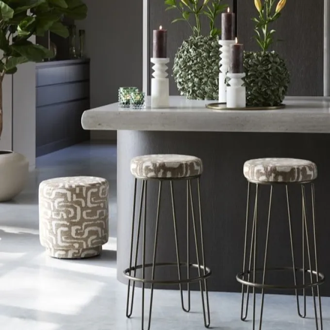 Light en Living Barkruk Ø41x73 cm ALICE groen-grijs+beige+bruin-brons