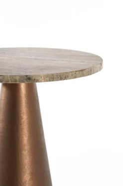 Light en Living Bijzettafel 36x36x51 cm YNEZ travertin bruin+koper