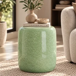 Light en Living Bijzettafel Ø34x46,5 cm FRANCA keramiek mint groen-groen