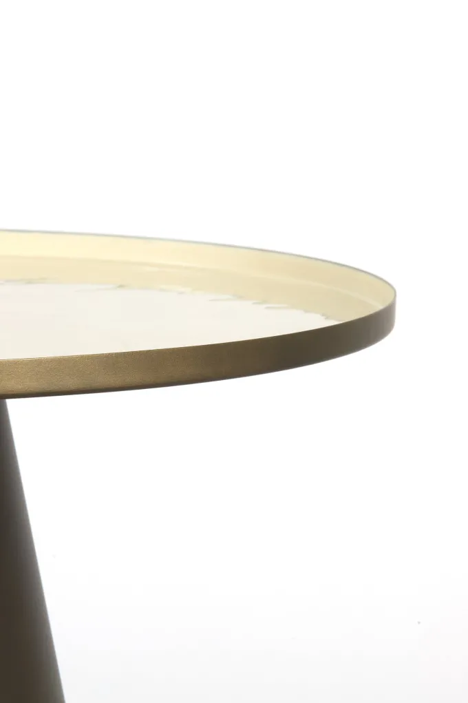 Light en Living Bijzettafel Ø58,5x37 cm JAY glans crème+mat bruin-brons