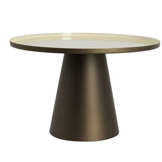 Light en Living Bijzettafel Ø58,5x37 cm JAY glans crème+mat bruin-brons
