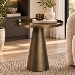 Light en Living Bijzettafel Ø46x46 cm JAY glans bruin-brons+mat bruin-brons
