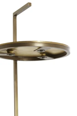 Light en Living Bijzettafel Ø26x76 cm LEDA marmer zand-grijs+d bruin-brons