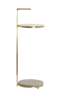 Light en Living Bijzettafel Ø26x76 cm LEDA travertin bruin+brons