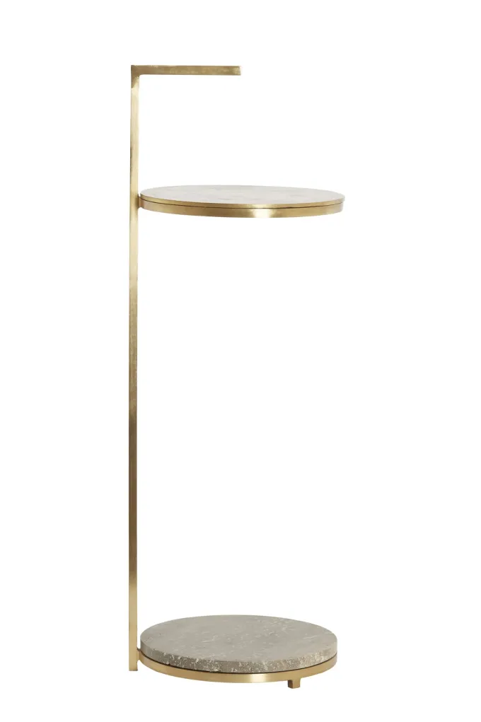 Light en Living Bijzettafel Ø26x76 cm LEDA travertin bruin+brons